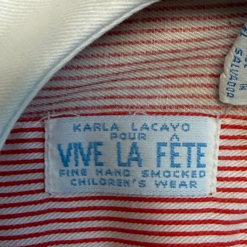 Vive La Fete: Girls Red / White Hand Smocked Holiday Elf Dress, Size 4 - Picture 4 of 10